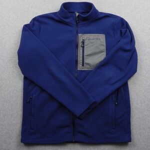Vineyard Vines Jacket Mens Large Full-Zip Fleece Mock Neck Logo Blue Long Sleeve